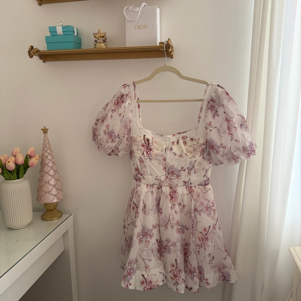 Bardot Gracious Floral Puff Sleeve Dress